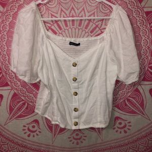 Flowy short sleeved button up top